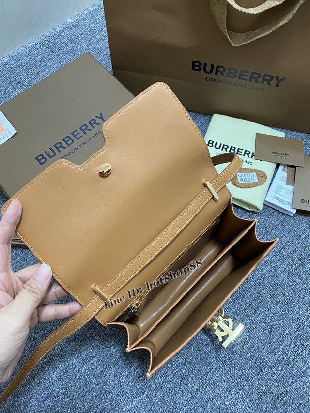 Burberry專櫃新版型立挺TB專屬標識鎖扣包 巴寶莉粒紋皮單肩斜挎女包 yxb1222